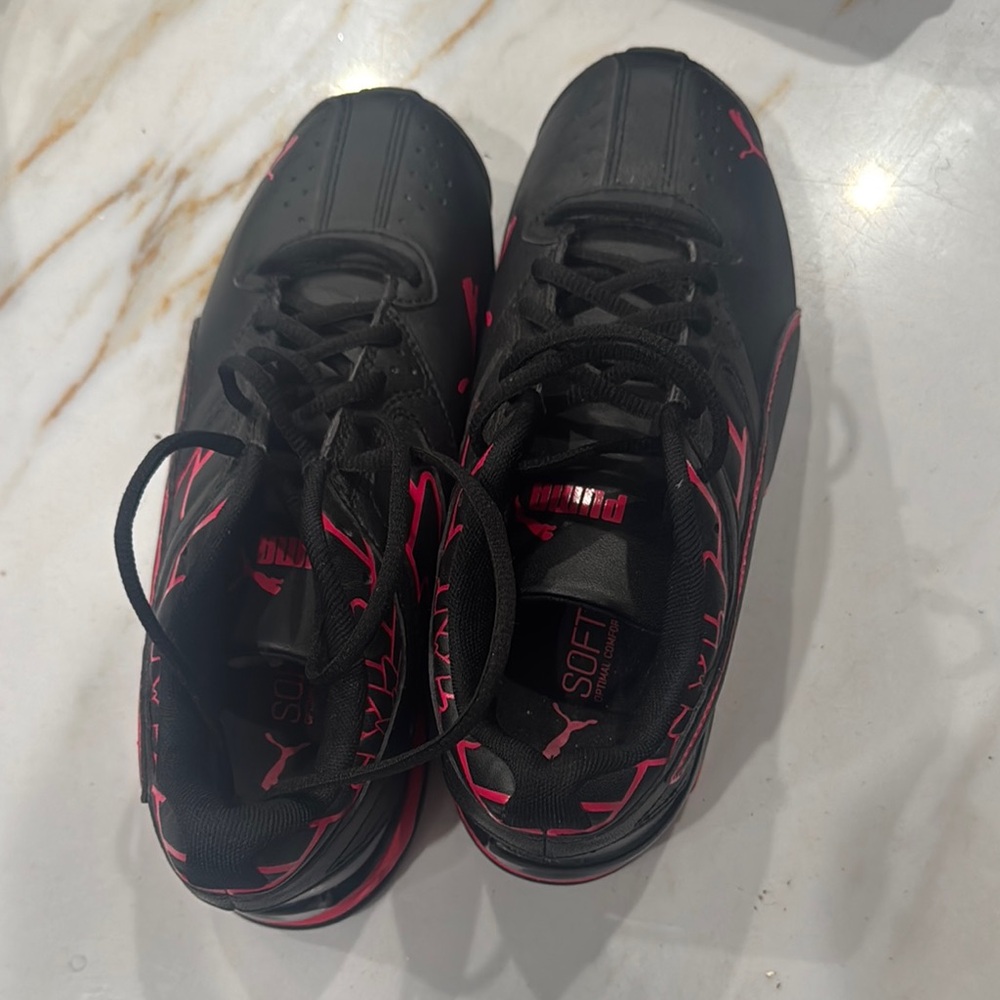 Puma Black Sneakers with Pink Highlights